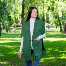 Load image into Gallery viewer, SAOL Green Aran Wrap Cardigan ML104 TaraIrishClothing.com