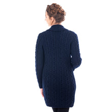Load image into Gallery viewer, SAOL County Mayo Ladies Knitted Cardigan Blue Back View ML131 TaraIrishClothing.com
