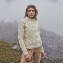 Load image into Gallery viewer, ML905 Women's Wool Cable Knit Aran Sweater White Tara Irish Clothing