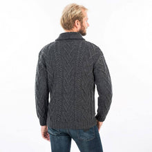 Load image into Gallery viewer, Mens Shawl Neck Merino Wool Aran Cardigan