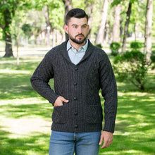 Load image into Gallery viewer, Mens Shawl Neck Merino Wool Aran Cardigan