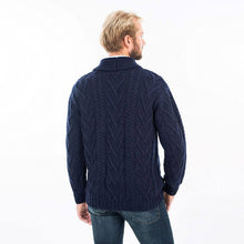 Load image into Gallery viewer, Mens Shawl Neck Merino Wool Aran Cardigan