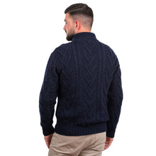 Load image into Gallery viewer, Half Zip Aran Sweater Navy TaraIrishClothing.com