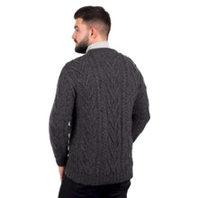 Load image into Gallery viewer, Men&#39;s Traditional Irish Aran Sweater Grey Side View MM208 Tara Irish Clothing
