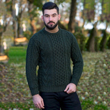 Load image into Gallery viewer, Men&#39;s Traditional Irish Aran Sweater Green MM208 Tara Irish Clothing

