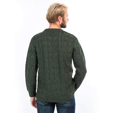 Load image into Gallery viewer, Men&#39;s Traditional Irish Aran Sweater Green Side View MM208 Tara Irish Clothing
