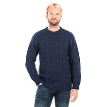 Load image into Gallery viewer, Men's Traditional Irish Aran Sweater Blue MM208 Tara Irish Clothing