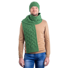 Load image into Gallery viewer, SAOL Designer Hand Knit Long Cable Scarf in Heather MM257 TaraIrishClothing.com
