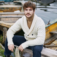 Load image into Gallery viewer, Mens Irish Aran Roll Collar Cardigan