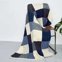 Load image into Gallery viewer, Merino Aran Patchwork Throw on a Chair Tara Irish Clothing