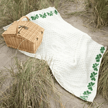 Load image into Gallery viewer, Merino Wool Irish Shamrock Blanket Lifestyle