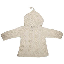 Load image into Gallery viewer, Merino Wool Baby Aran Sweater with Hood Full View Back Tara Irish Clothing