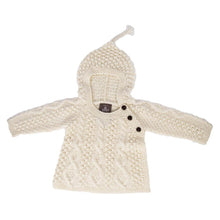 Load image into Gallery viewer, Merino Wool Baby Aran Sweater with Hood FUll View Tara Irish Clothing