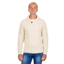 Load image into Gallery viewer, SAOL Men's Shawl Kerryman White Sweater SA209 TaraIrishClothing.com