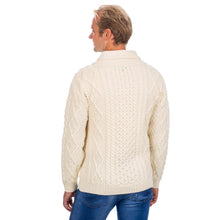 Load image into Gallery viewer, SAOL Men's Shawl Kerryman White Sweater SA209 TaraIrishClothing.com