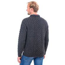 Load image into Gallery viewer, SAOL Charcoal Thick Hand Knit Irish Aran Sweater SA823 TaraIrishClothing.com