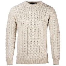 Load image into Gallery viewer, Front Heavyweight Traditional Aran Sweater White Tara Irish Clothing
