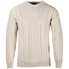 Load image into Gallery viewer, Front Heavyweight Traditional Aran Sweater White Tara Irish Clothing