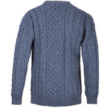 Load image into Gallery viewer, Reverse Heavyweight Traditional Aran Sweater for Men Denim Marl Tara Irish Clothing