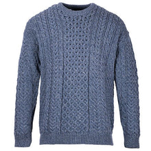 Load image into Gallery viewer, Denim Marl Front Heavyweight Traditional Aran Sweater for Men Tara irish Clothing
