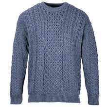Load image into Gallery viewer, Denim Marl Front Heavyweight Traditional Aran Sweater for Men Tara irish Clothing