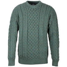 Load image into Gallery viewer, Front Connemara Green Heavyweight Traditional Aran Sweater for Men Tara Irish Clothing
