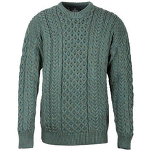 Load image into Gallery viewer, Front Connemara Green Heavyweight Traditional Aran Sweater for Men Tara Irish Clothing