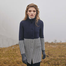 Load image into Gallery viewer, SAOL Navy Ladies Irish Wool Herringbone Cardigan AWL320 Navy TaraIrishClothing.com
