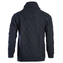 Load image into Gallery viewer, Men&#39;s Merino Wool Aran Sweater Charcoal Front Full View
