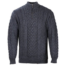 Load image into Gallery viewer, Aran Woollen Mills Zipper Donegal Irish Sweater Derby Purple B722 TaraIrishClothing.com