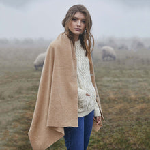 Load image into Gallery viewer, Brown Lambswool Button Shawl Tara Irish Clothing