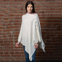 Load image into Gallery viewer, White Lambswool Button Shawl Tara Irish Clothing