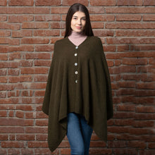 Load image into Gallery viewer, Army Green Lambswool Button Shawl Tara Irish Clothing