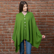 Load image into Gallery viewer, Green Lambswool Button Shawl Tara Irish Clothing