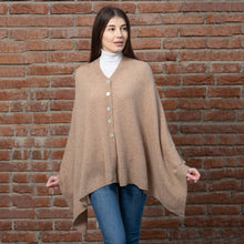 Load image into Gallery viewer, Brown Lambswool Button Shawl Tara Irish Clothing