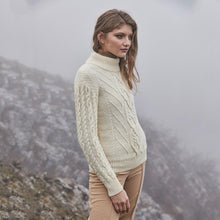 Load image into Gallery viewer, Ladies Turtleneck Merino Wool Irish Sweater  Side View Tara Irish Clothing
