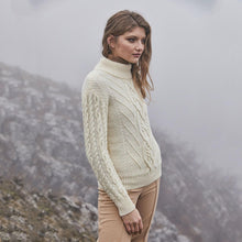 Load image into Gallery viewer, Ladies Turtleneck Merino Wool Irish Sweater Side View Tara Irish Clothing