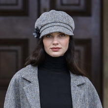 Load image into Gallery viewer, Irish Herringbone Newsboy Cap for Ladies in Grey Color Tara Irish Clothing
