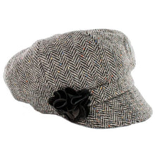 Load image into Gallery viewer, Irish Herringbone Newsboy Cap for Ladies in Grey Color Tara Irish Clothing
