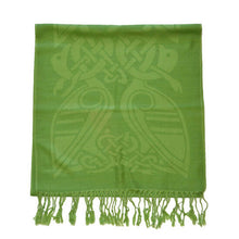 Load image into Gallery viewer, Book of Kells Celtic Pashmina Scarf in Green Tara Irish Clothing Full View