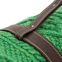 Load image into Gallery viewer, Picnic Aran Throw with Leather Straps Tara Irish Clothing Green Color