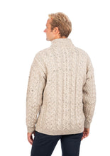 Load image into Gallery viewer, Donegal Wool Full Zip Irish Fisherman Sweater Back Skiddaw Tara Irish Clothing
