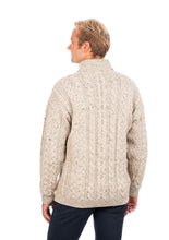 Load image into Gallery viewer, Donegal Wool Full Zip Irish Fisherman Sweater Back Skiddaw Tara Irish Clothing