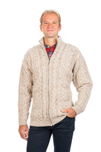 Load image into Gallery viewer, Donegal Wool Full Zip Irish Fisherman Sweater Skiddaw Front Tara Irish Clothing
