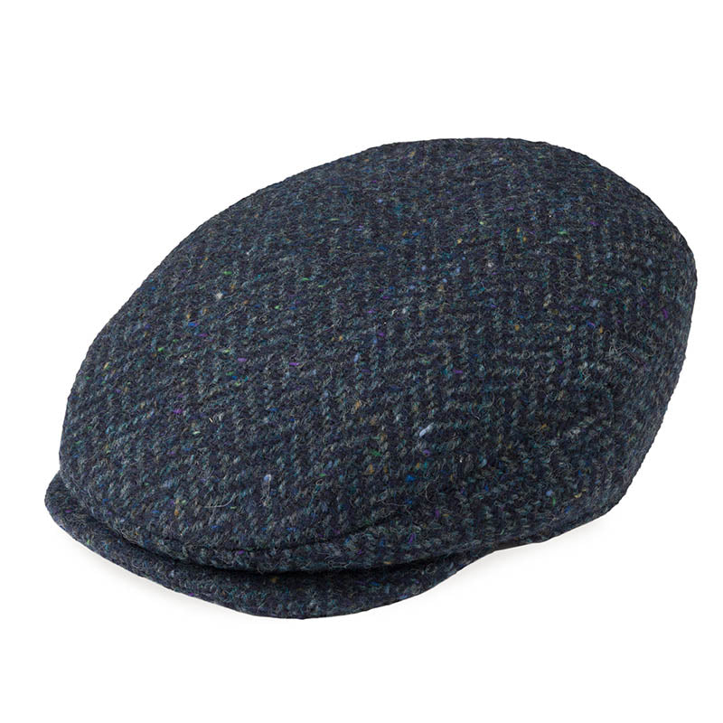 Handcrafted Irish Tweed Flat Cap – Navy Herringbone