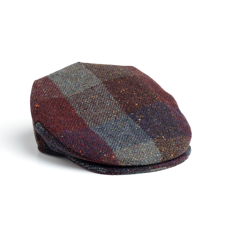Handcrafted Irish Tweed Flat Cap – Purple Plaid