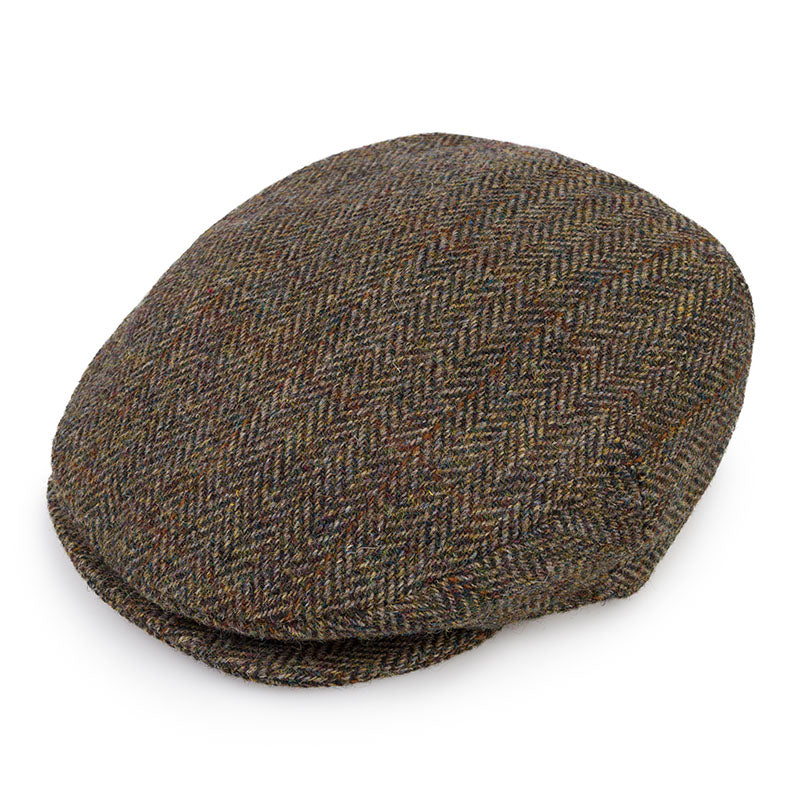 Handcrafted Irish Tweed Flat Cap – Brown Herringbone