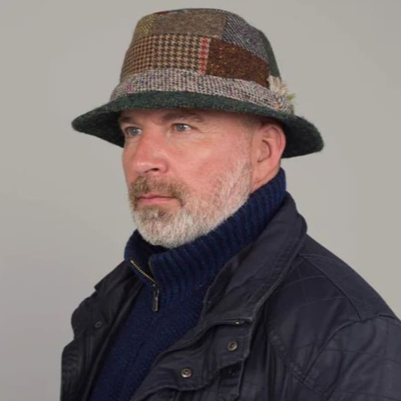 Irish Tweed Hat with Patchwork Design