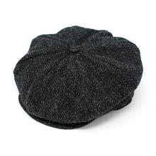 Load image into Gallery viewer, Handcrafted Men&#39;s Black Herringbone Newsboy Cap

