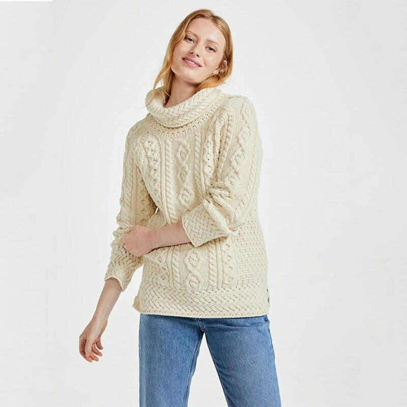 Women's Merino Irish Cable Knit Sweater
